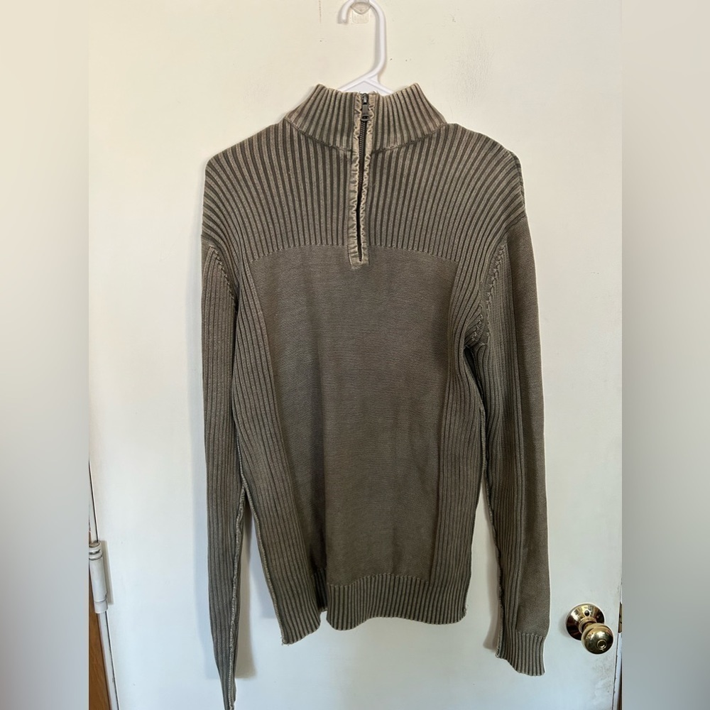 BKE Men’s Long Sleeve Ripped Quarter Zip Ledium 100% Cotton Swester